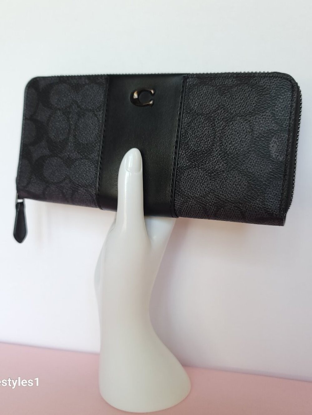 COACH Boxed Slim Accordion Signature Canvas & Leather Wallet w Back-slip pocket⭐ - Picture 5 of 16